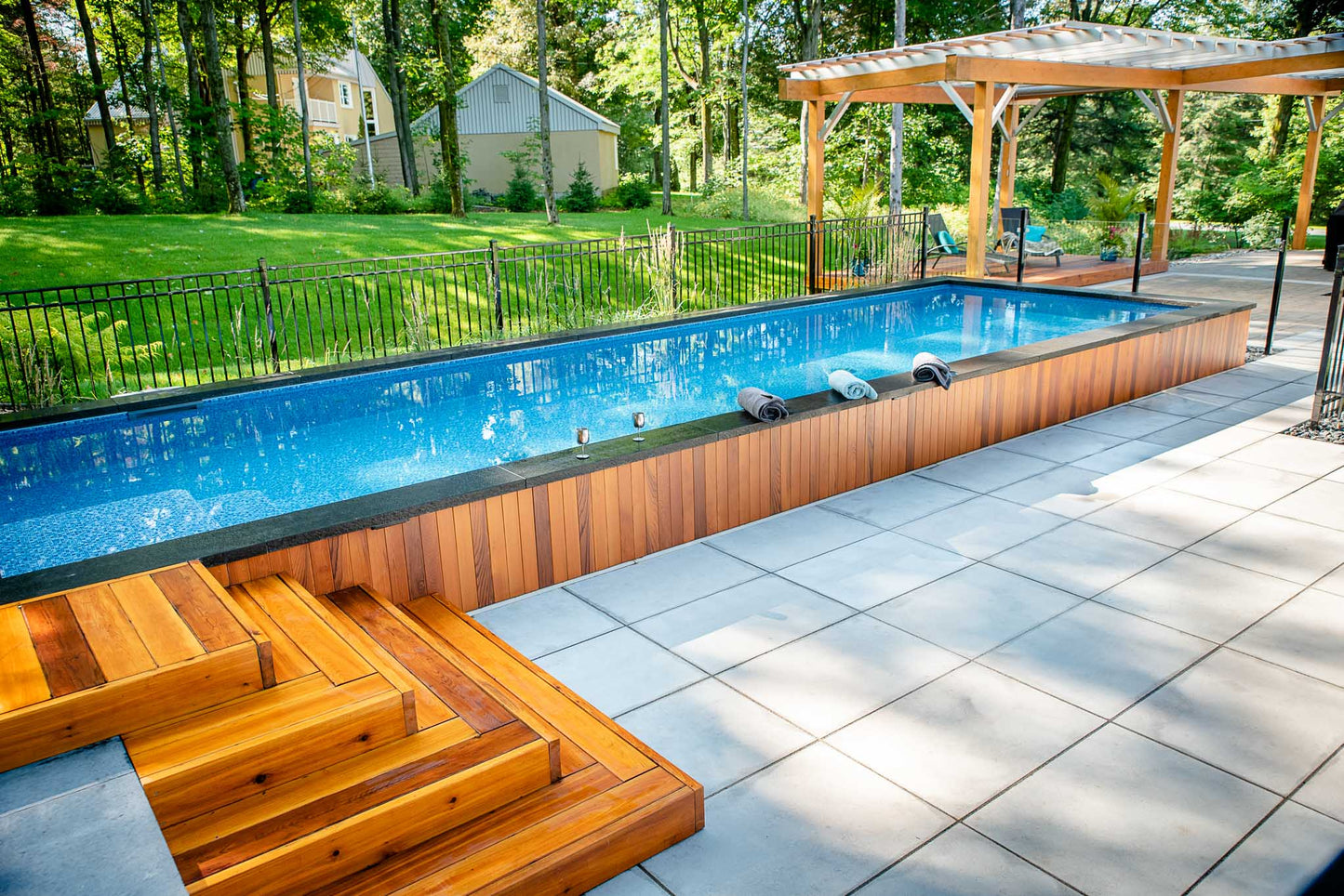 Fermeture piscine semi-creusée